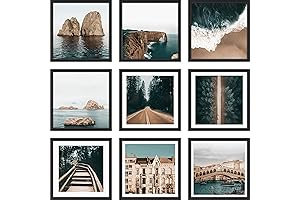 SIGNWIN 8"x8" Framed Wall Art Photography Prints Set of 9