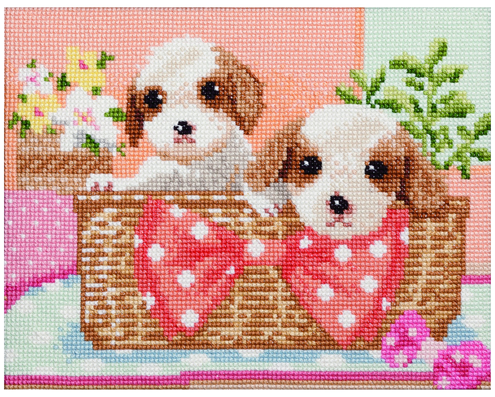Amazon | LECIEN(ルシアン) 刺しゅうキット クロスステッチ Dog&Flower 