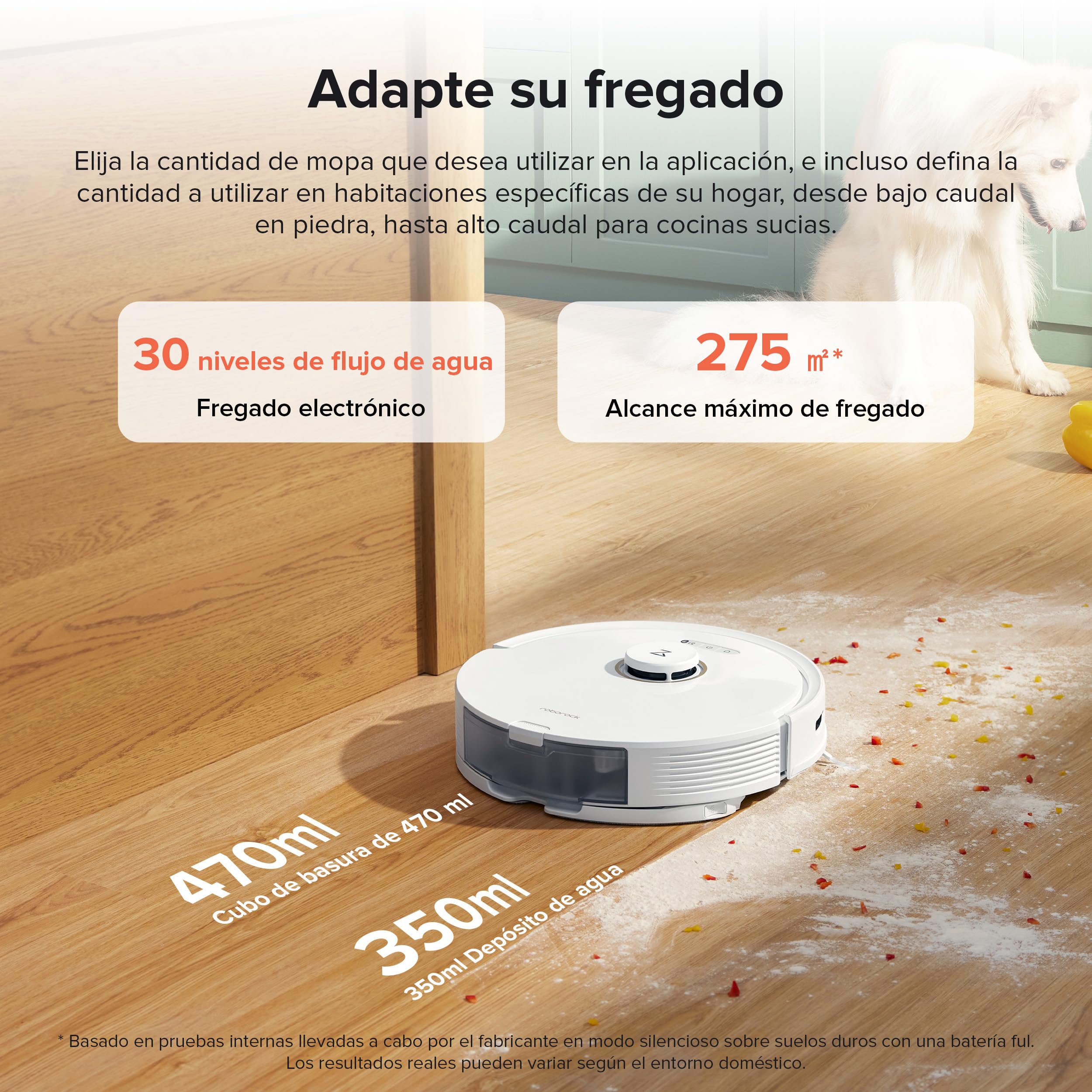 roborock Q8 Max+ Robot Vacuum Cleaner with Suction Station, DuoRoller Brush, 5500Pa Suction Power, 2.5 L Dust Bag, 350 ml Water Tank, Mop Robot PreciSense LiDAR Navigation (White) view 4