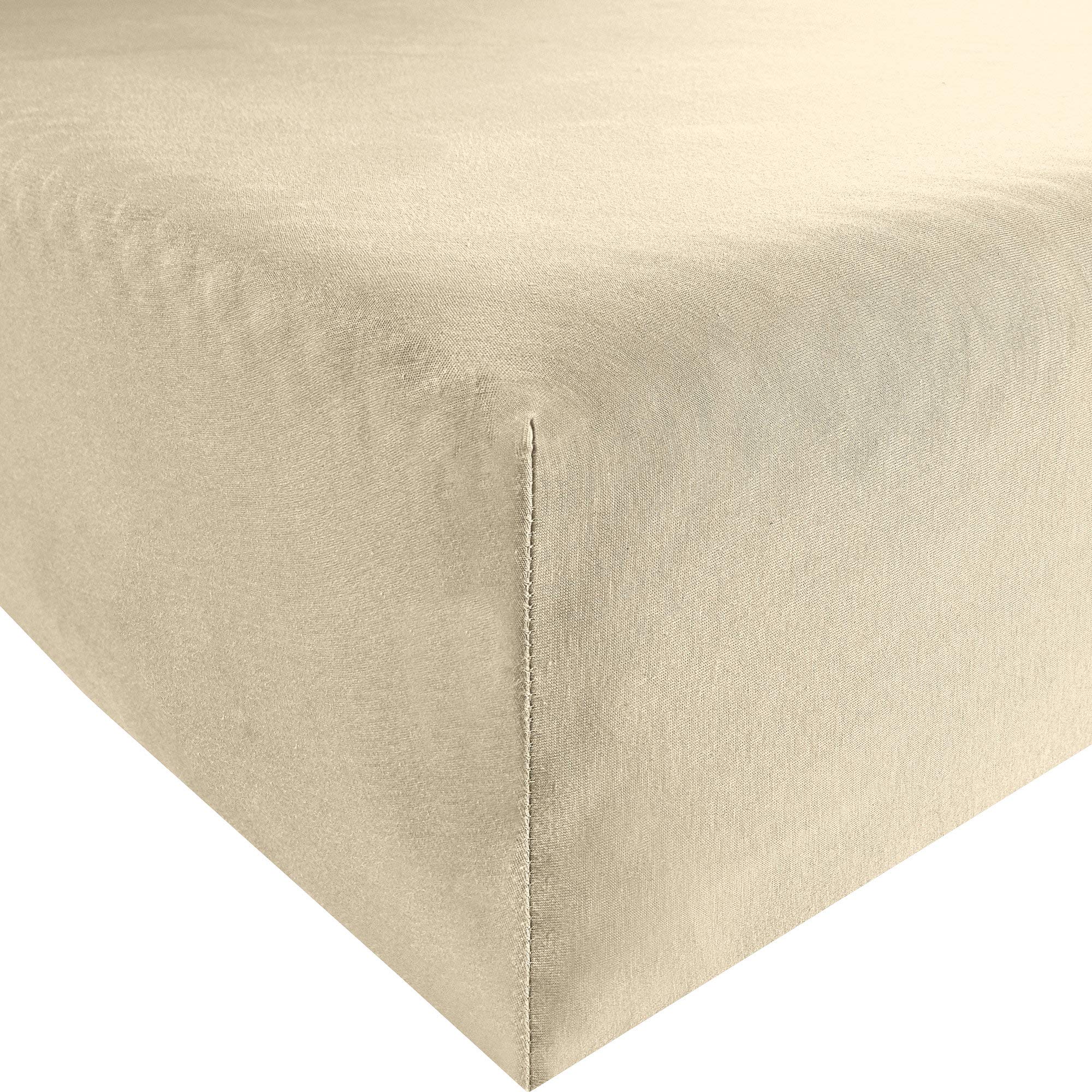 Bassetti 9235194 Fitted Sheet Plain 40/755 Cream Cotton/Elastane, Dimensions: 180 cm x 200 cm, 200 cm x 220 cm