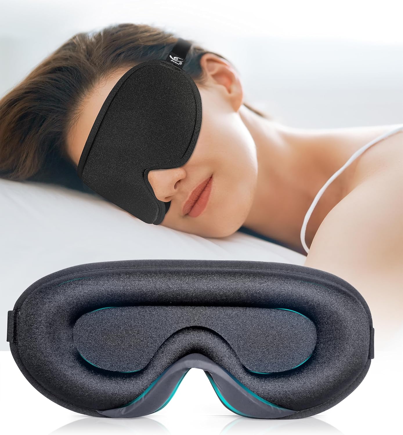 HiRui Sleep Eye Mask for Men and Women, Upgraded 3D Contoured Cup Sleeping Mask, Block Out Light Soft Comfort Blindfold with Adjustable Elastic Strap, Eye Shade Cover for Nap Travel Yoga (Black)