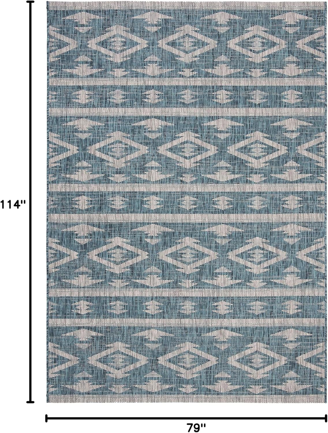 SAFAVIEH Courtyard Collection 6'7" x 9'6" Teal / Grey CY8863 Indoor/ Outdoor Waterproof Easy Cleaning Patio Backyard Mudroom Area Rug
