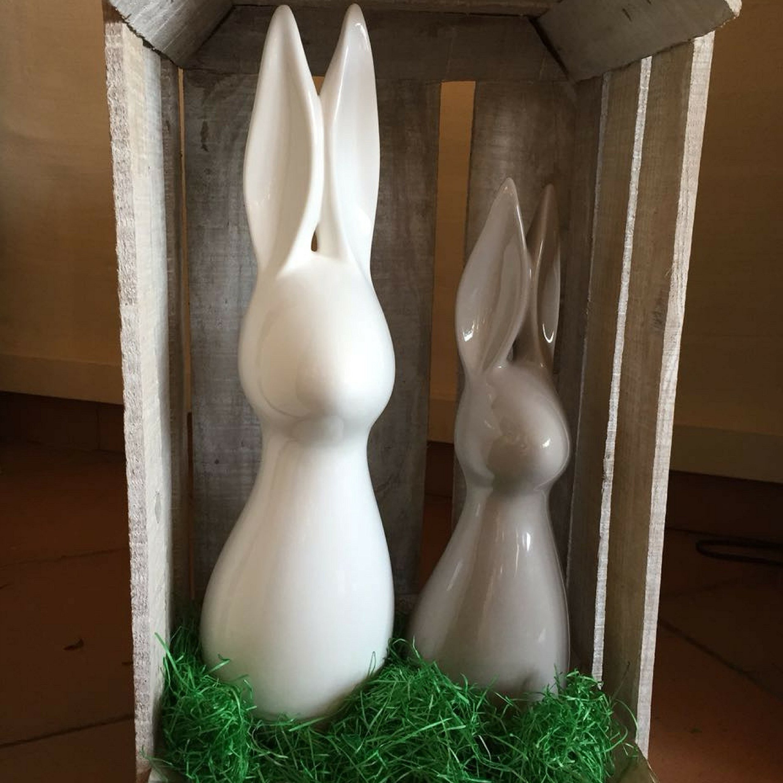 satis Deko Hase 51 cm Grau I Schöne Osterdekoration I Keramik glasiert und abwaschbar I Osterdeko I Hasen Modern I Tolle Osterfiguren, Hasenfiguren, Dekofigur, Osterhase, Dekoration für Ostern