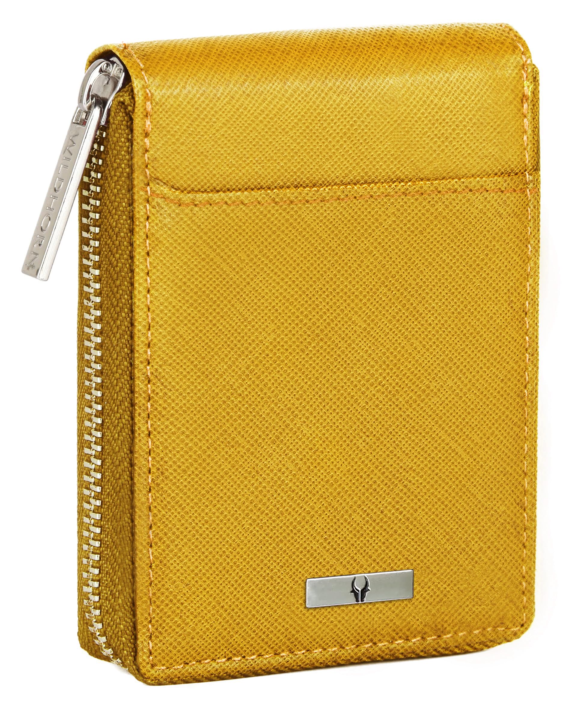 WildHorn RFID Protected Leather Wallet for Men, Yellow
