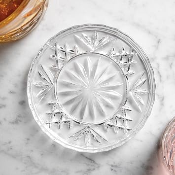 Godinger Crystal Coasters, Glass Coasters for Drinks, Set of 4 Dublin
