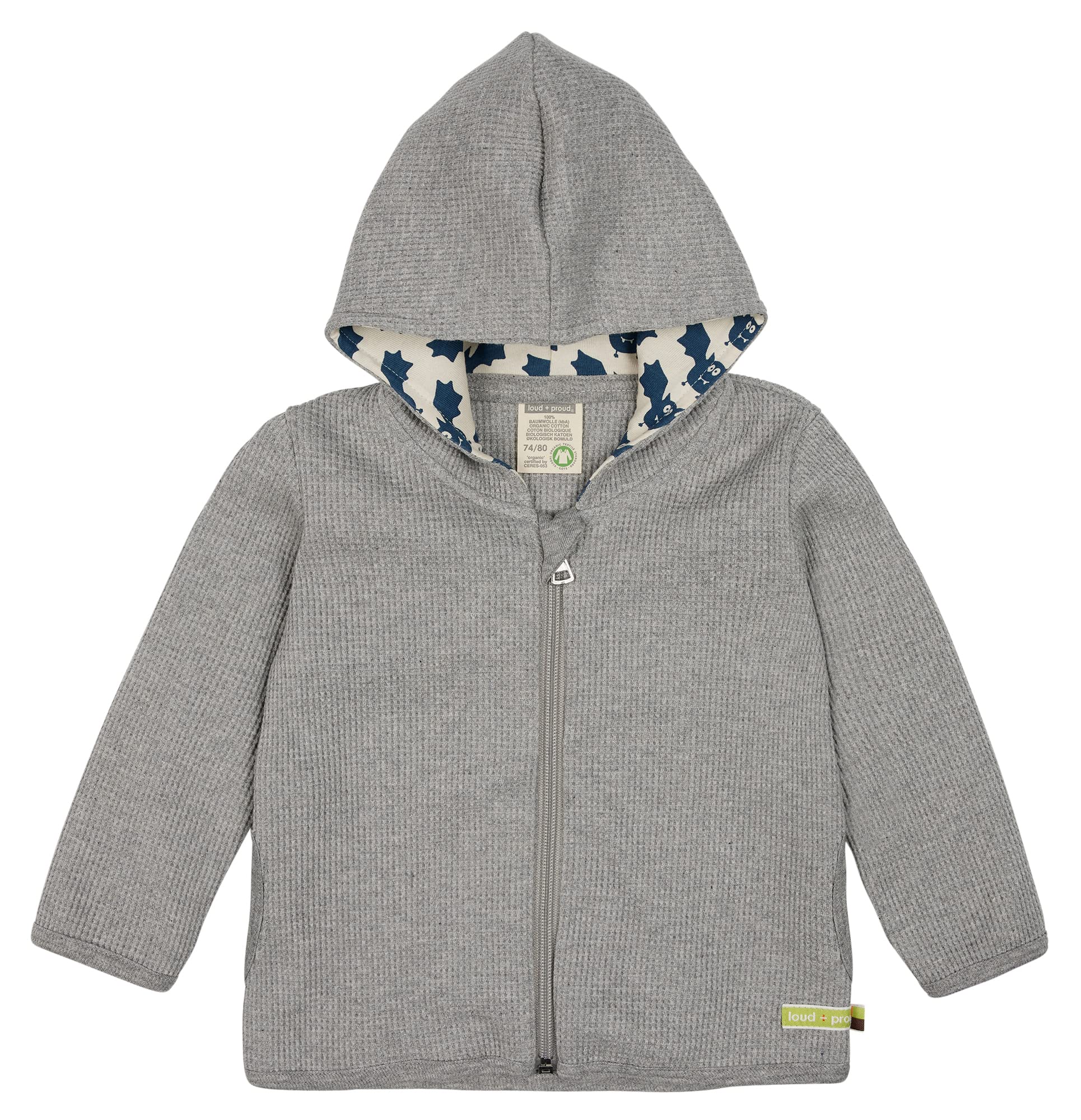 Loud + Proud Mädchen Sweatjacke In Waffelstruktur – GOTS-zertifiziert, 100% Bio-Baumwolle, Made In Germany