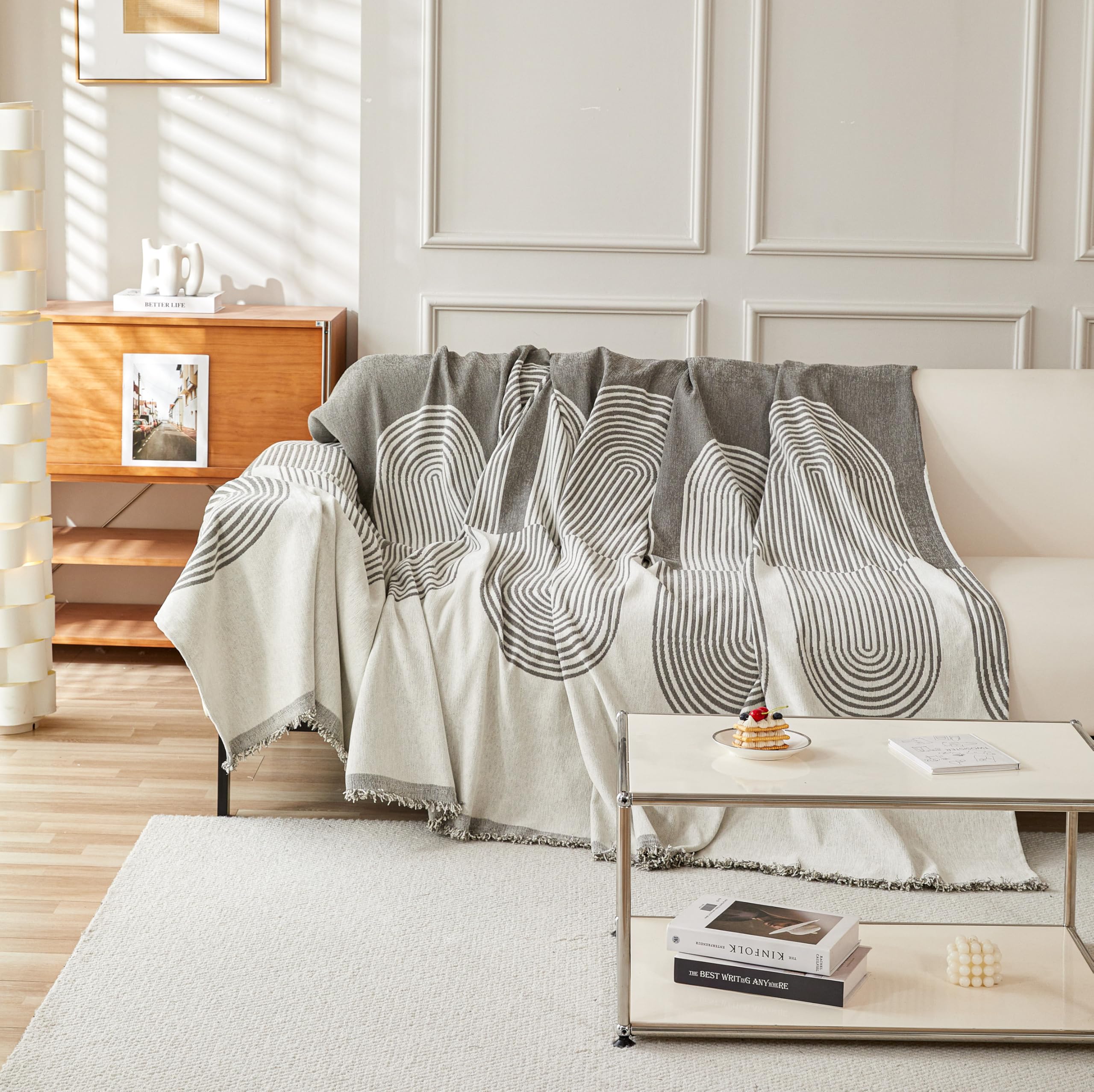 EBETA Sofadecken Sofaüberwürfe Sofa Cover Sofabezug 1/2/3/4 Sitzer, Sofahussen Sofa Abdeckung Hussen für Ecksofa (Grau, 180 * 380 cm)