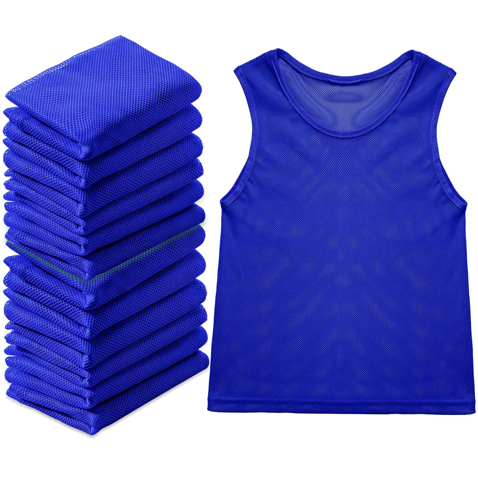 Sintege 12 Pcs Gilets d'Entraînement d'Équipe de Mêlée de Basketball Gilets de Sport en Maille de Nylon Maillots de Dossards pour Enfants