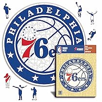Iconic Puzzles – Philadelphia 76ers, Logo, Puzzle di Legno con licenza ufficiale NBA, 100% sostenibile, regalo per adulti e bambini, taglia L, 500 Pz