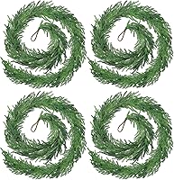 Vista 9 de GLLBTPT Guirnalda de pino Norfolk de Navidad, guirnalda verde artificial de 6 pies, decoración navideña para exteriores e interiores para escaleras