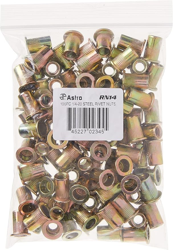 Remache Tuerca Acero Aleación 100 Piezas 1/4-20 Rosca Zinc miniatura 4