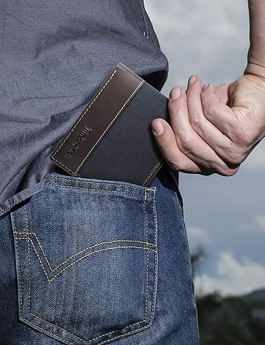 Miniatura 6 de Timberland Baseline - Cartera de lona de cuero para hombre con bolsillo abatible adjunto