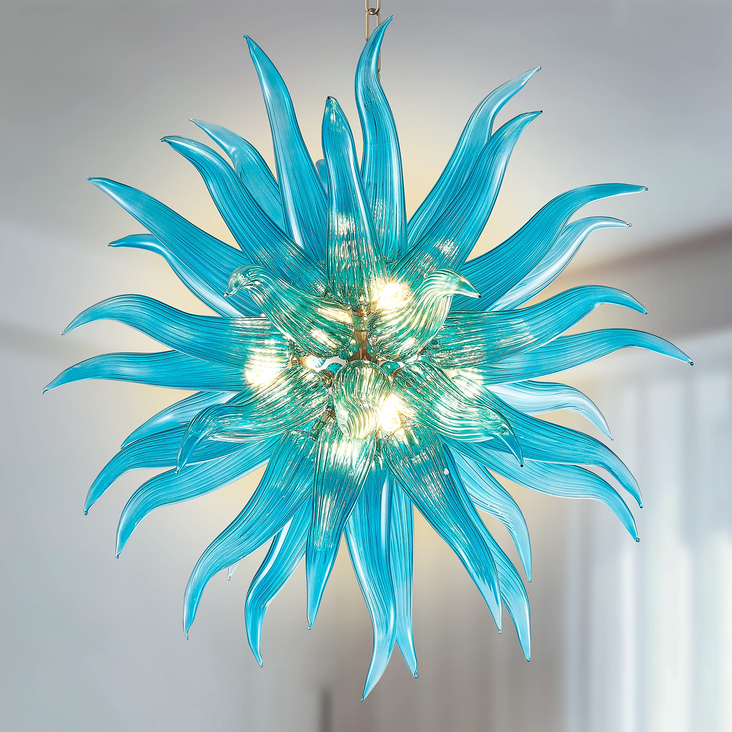 Longree Contemporary Novelty Chandelier Lighting Hand Blown Glass Chandelier Light Murano Style Glass Western Style Design LED Bulbs Hanging Fixture