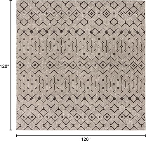 Vista 411 de Unique Loom Alfombra Colección enrejado Marroquí Celosía Transicional Interior y Exterior, Polipropileno Gris carbón/natural