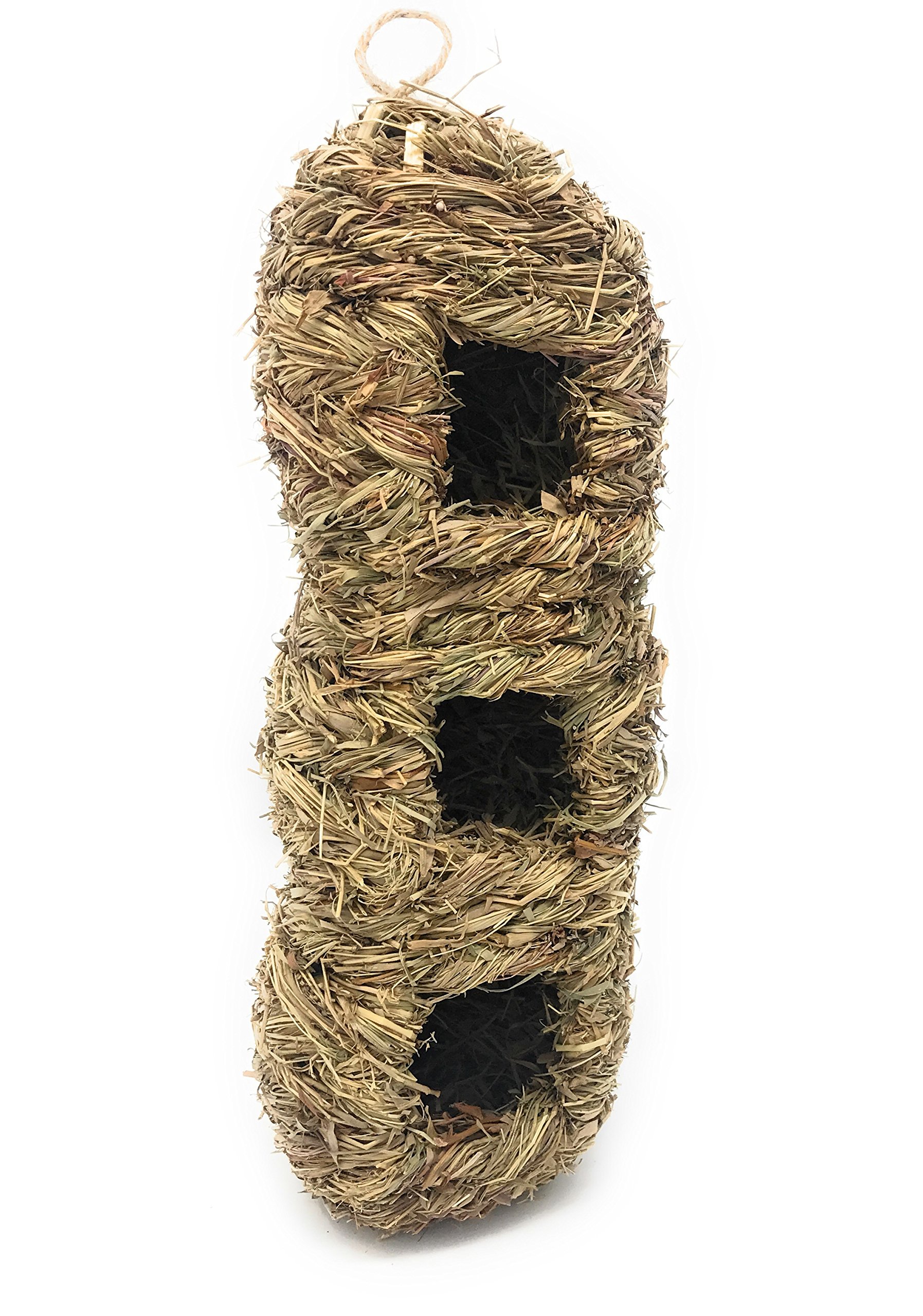 Small Bird Roosting Condo/Birdhouse, Handwoven Grass, Three Stories