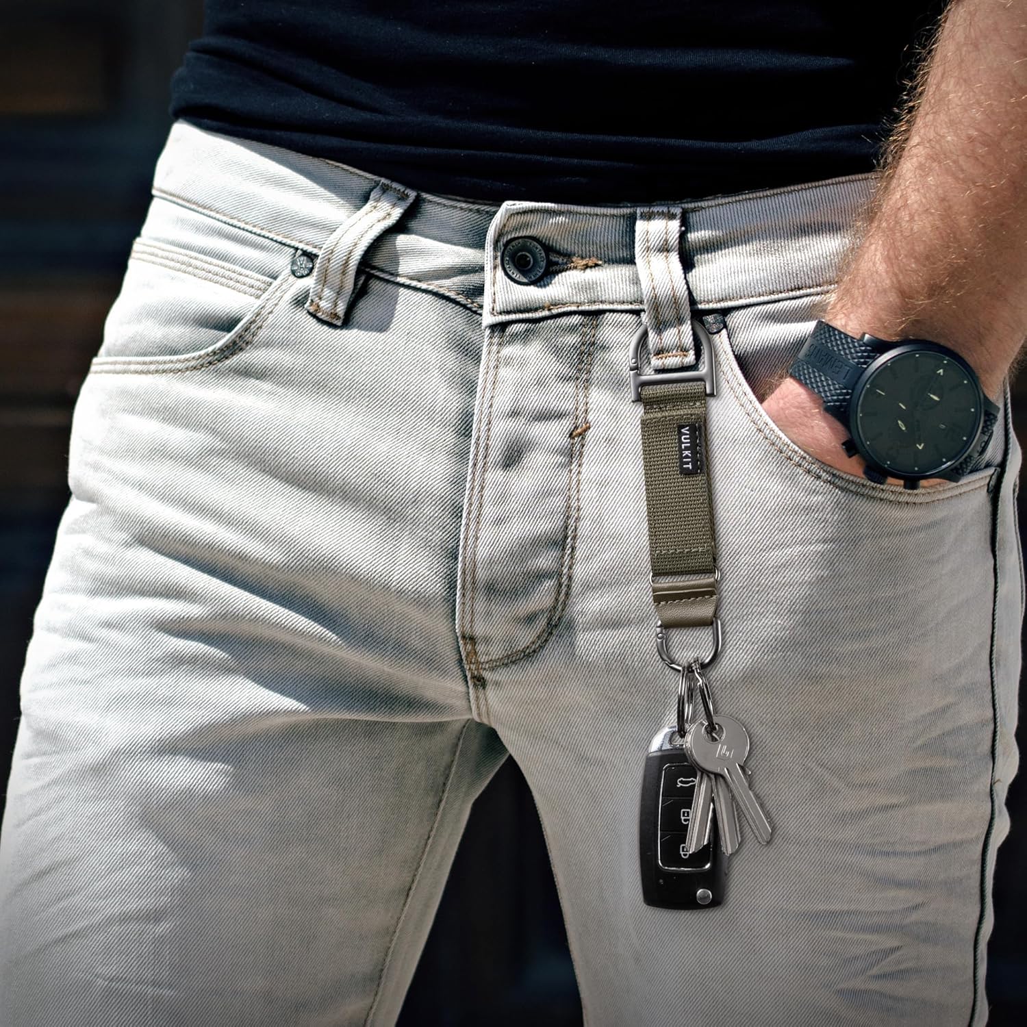 VULKIT Heavy Duty Keychain Durable Nylon Strap for Belt Loop, Molle Pouch, Backpack, Quick Release Key Rings - Image 6