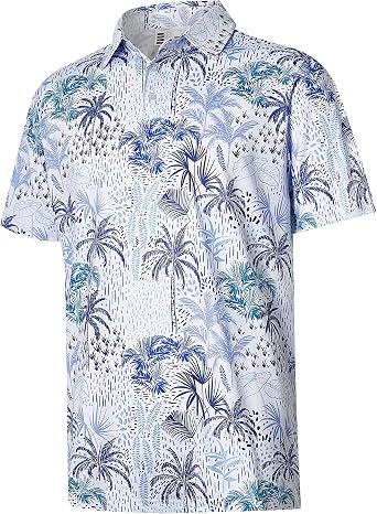 zeetoo Mens Polo Shirts Hawaiian Golf Polos Shirts Short Sleeve Performance Moisture Wicking Mens Golf Shirts