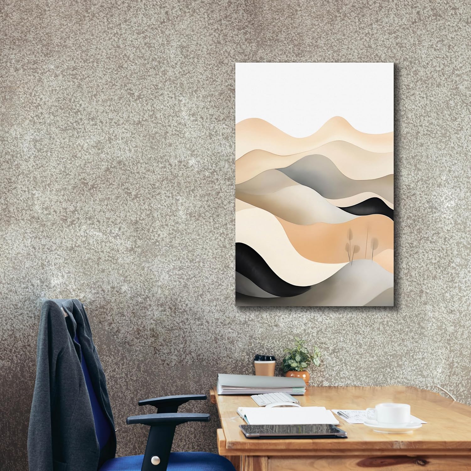 Epic Graffiti 'Black & Beige Landscape 1' by Petals Prints Design, Canvas Wall Art, 26"x40"