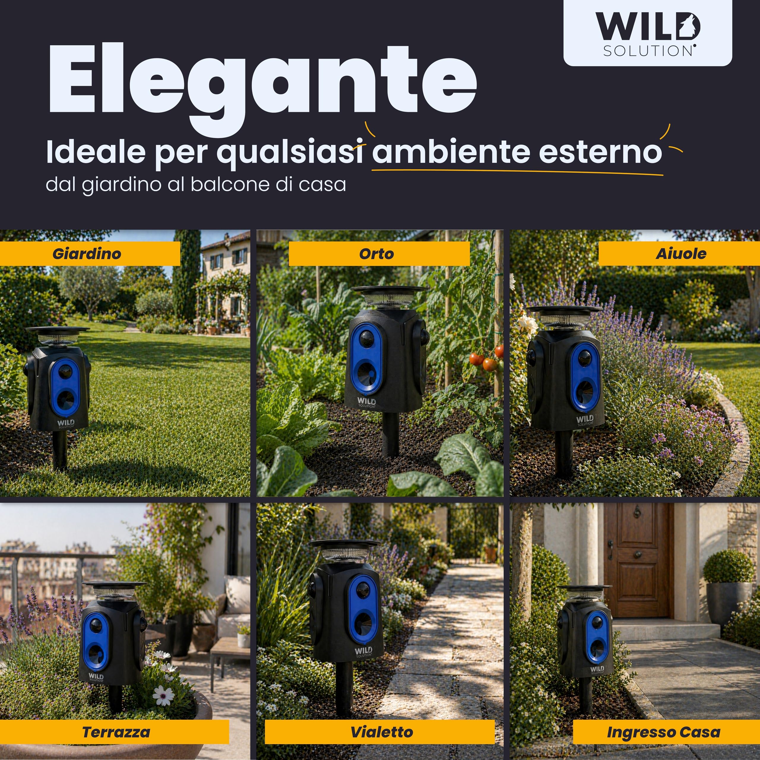 Repellente Gatti ad Ultrasuoni per Esterni, 3 Altoparlanti con Luci LED, Protezione a 360 Gradi, Dissuasore per Animali Selvatici