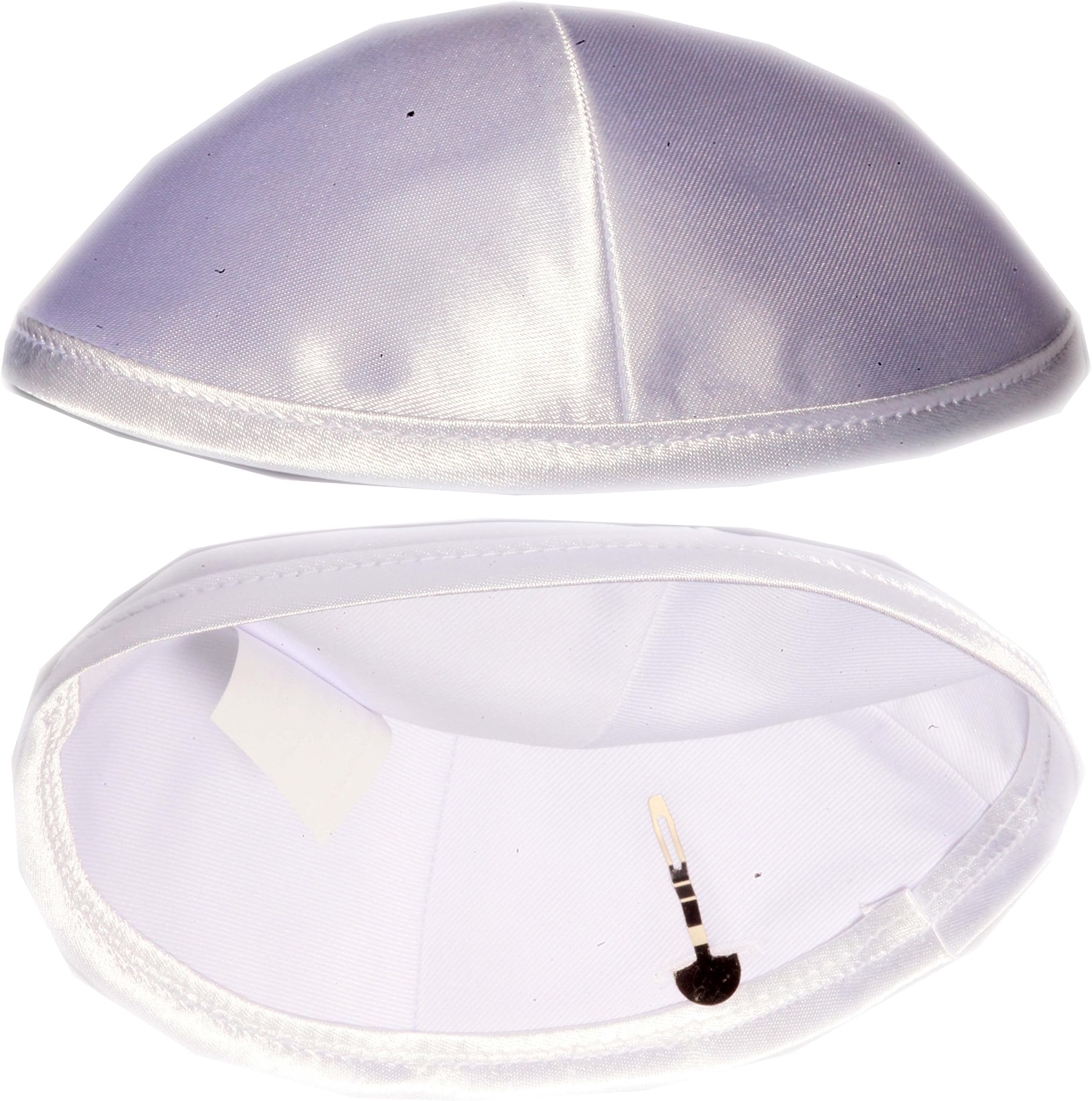 EREZ OVED Satin Yarmulke With Clips Jewish Kippah Kippa Israel Judaica Yarmulka Yamaka Yamakah Kipa White