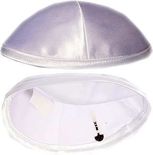 Sponsored Ad - Satin Yarmulke With Clips Jewish Kippah Kippa Israel Judaica Yarmulka Yamaka Yamakah Kipa (White)