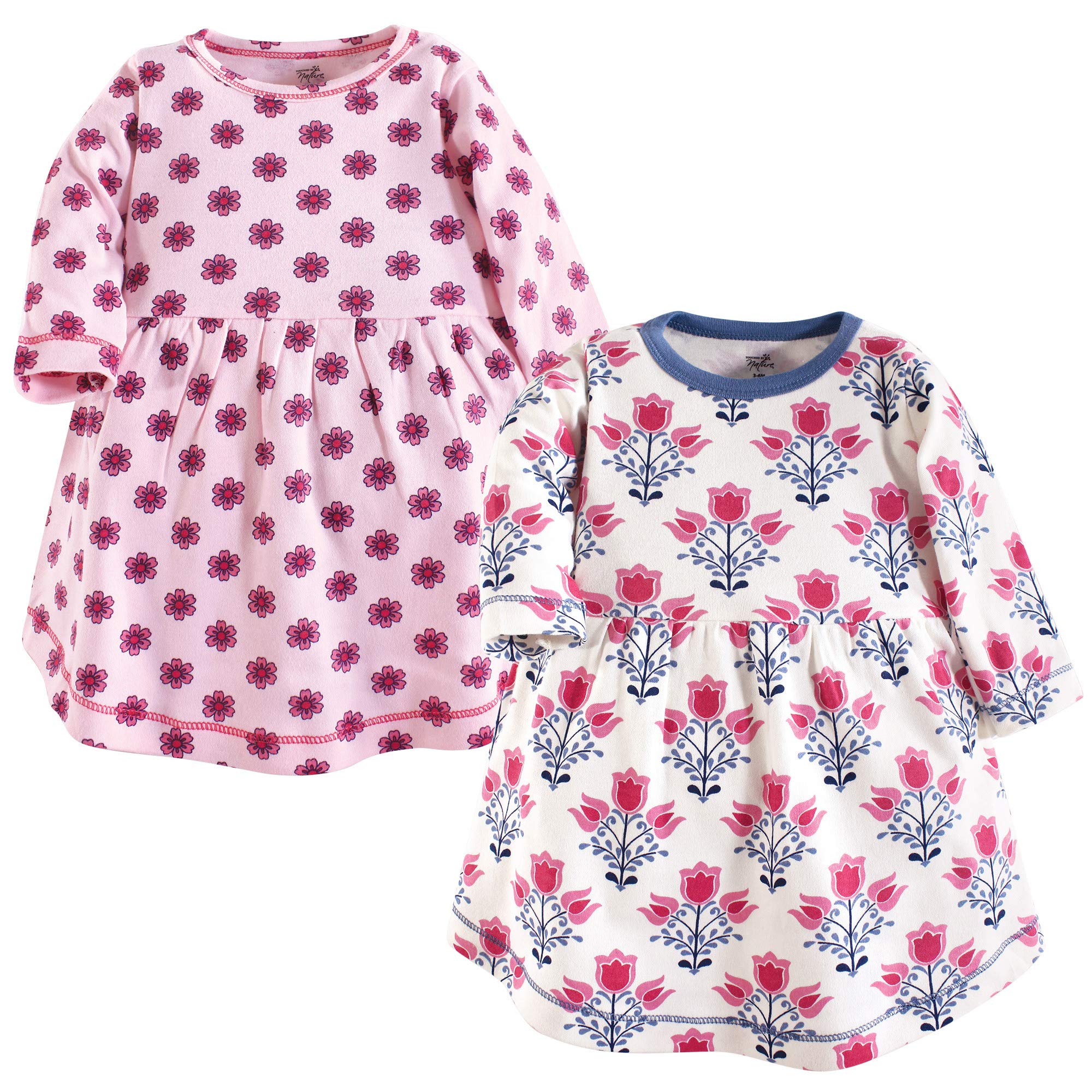 Touched by Nature Vestidos Cortos de Manga Larga de algodón orgánico para niña