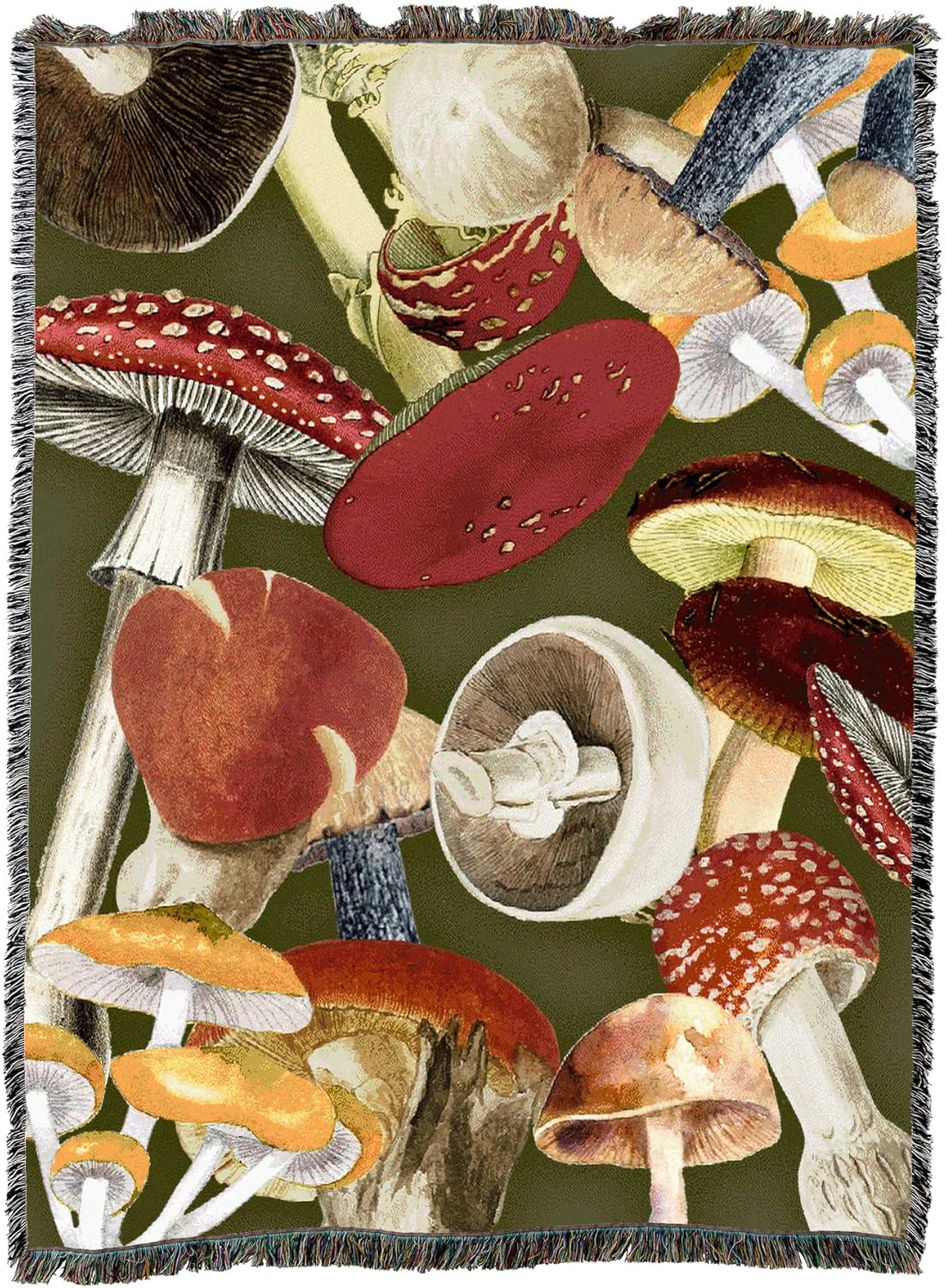 Pure Country Weavers Mushrooms Shrooms Blanket - Garden Floral Gift Tapestry Throw Woven from Cotton - Made in The USA (72x54)