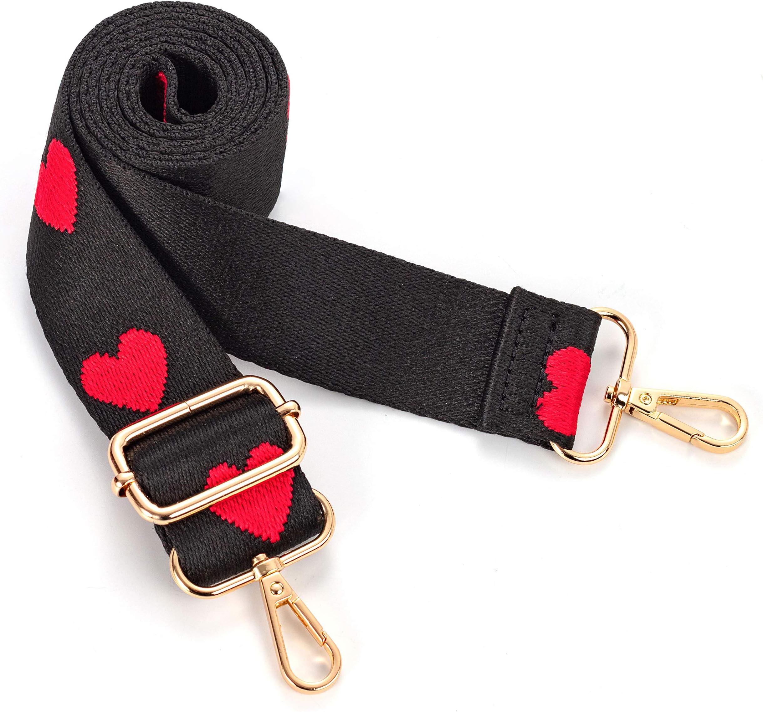 Bag Straps Replacement, Adjustable Crossbody Shoulder Guitar Style Strap for Purses and Handbags, Black&Red, M