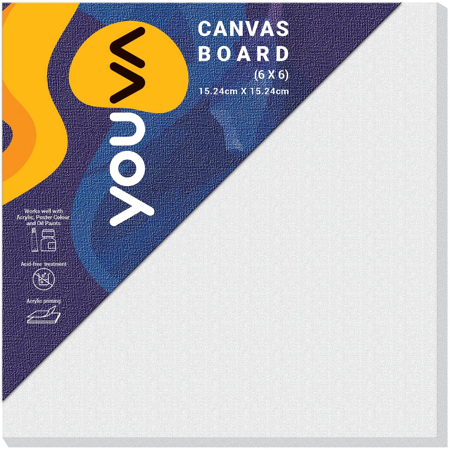 Navneet Youva |Cotton White Blank Canvas Boards for Painting, Acrylic Paint, Oil Paint Dry & Wet Art Media |6" x 6" |Pack of 4 (23883) 2