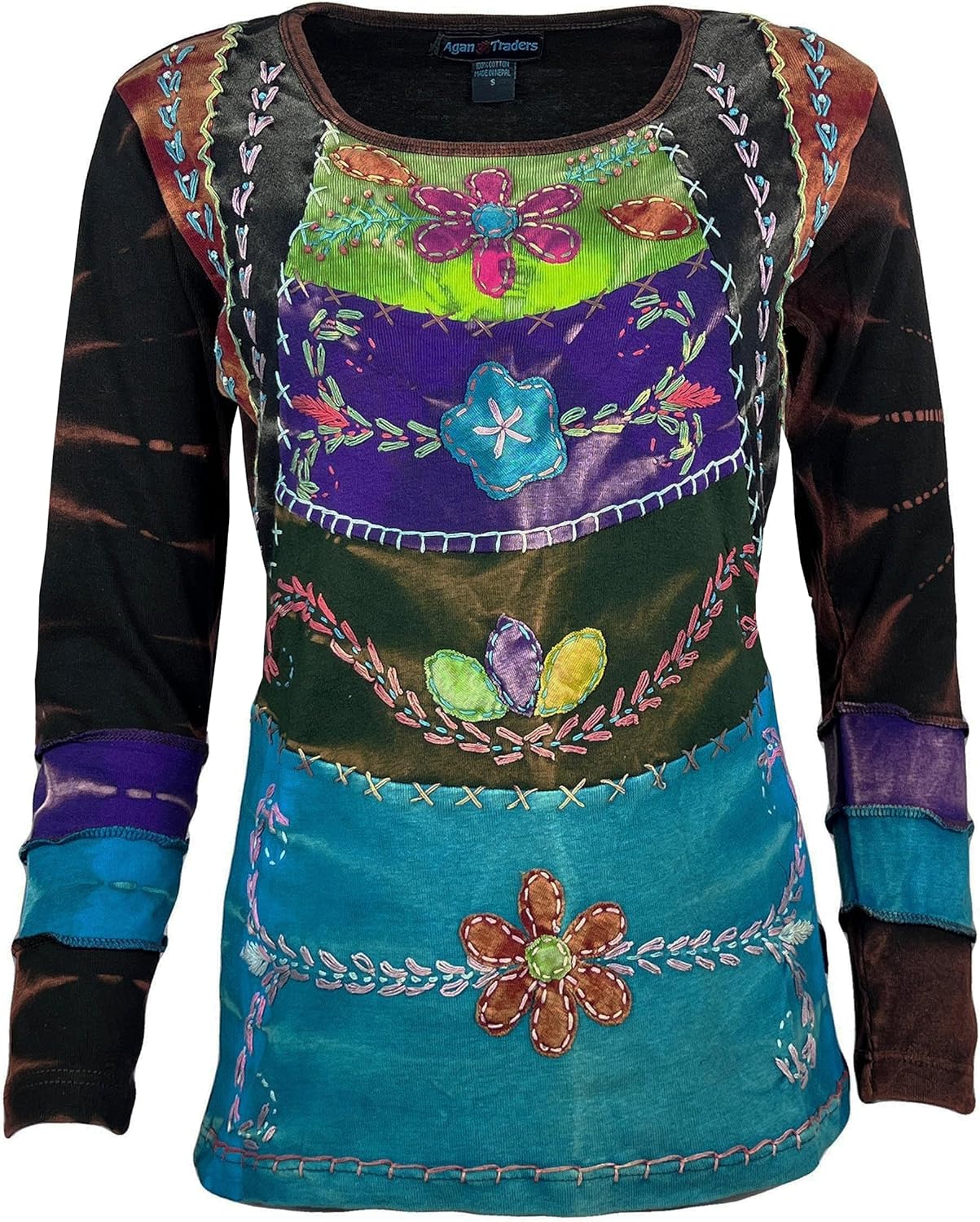 Agan Traders 2026 Tank Tops for Women - Cotton Patched Tie Dye Ladies Summer Tops - Boho Long Sleeve Women's Blouses