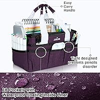 Vista 4 de JJRING Bolsa Organizadora de Transporte para Manualidades, Organizador de Almacenamiento de Arte con Múltiples Bolsillos, Bolsa de Costura Morado