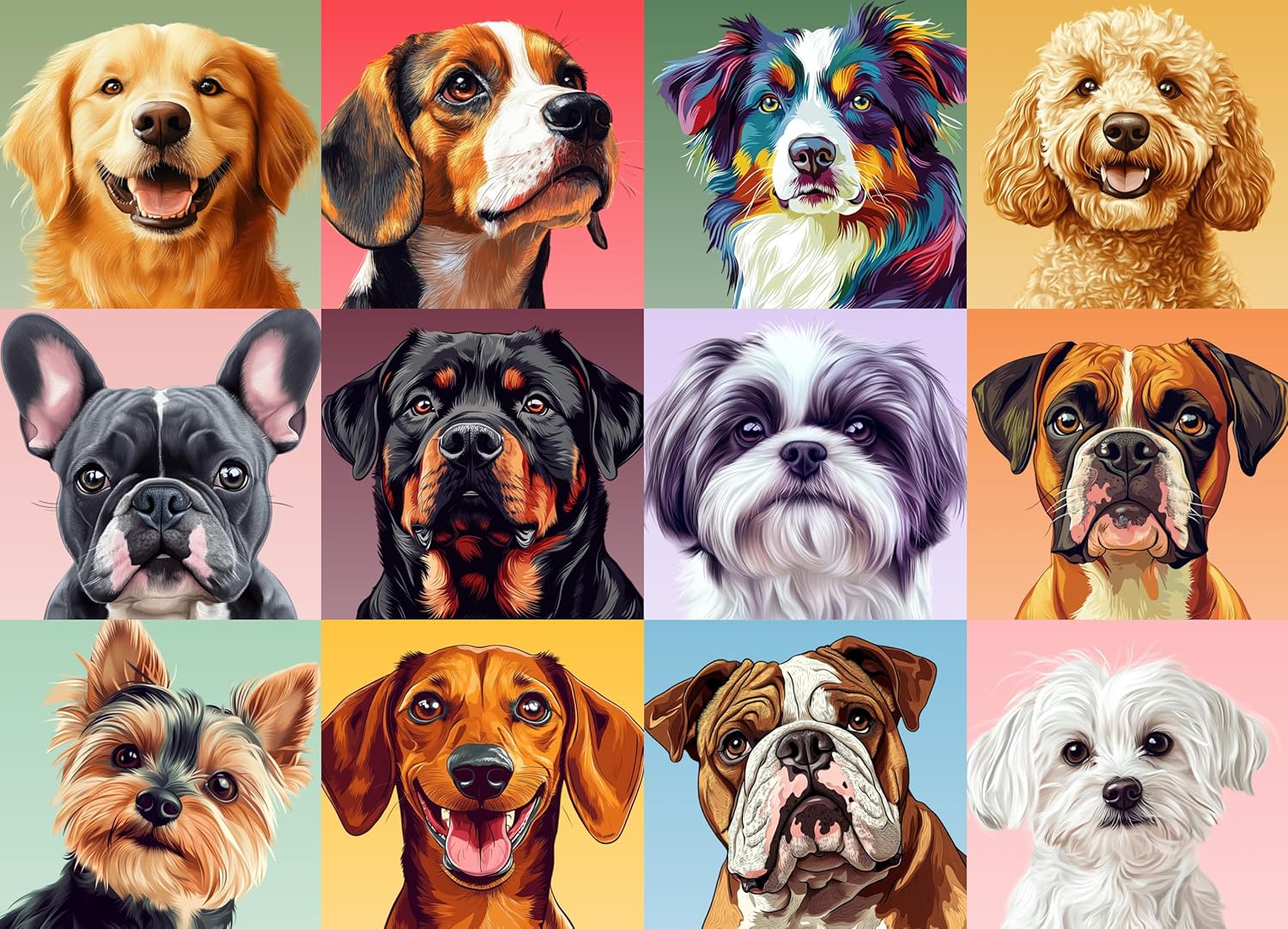 Snappy Puzzles Woof, Yarf, Rowf | 1000-Piece Jigsaw Puzzle for Adults | Made in The USA with Satin Finish