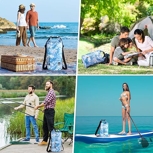 Miniatura 8 de VILLEY Bolsa seca impermeable de 10 litros que mantiene el equipo seco, saco ligero para kayak, barco, camping, natación y aventuras en la playa,