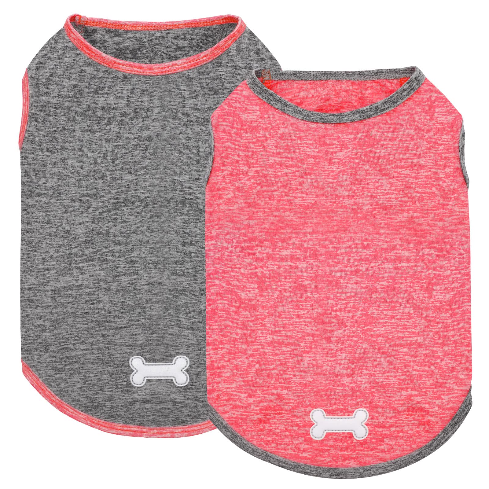 KYEESE 2 Pack Sun Protection Dog Shirts Quick Dry Soft Stretchy Dog T-Shirts with Reflective Label Tank Top Sleeveless Vest Pet Clothes for Small Dogs