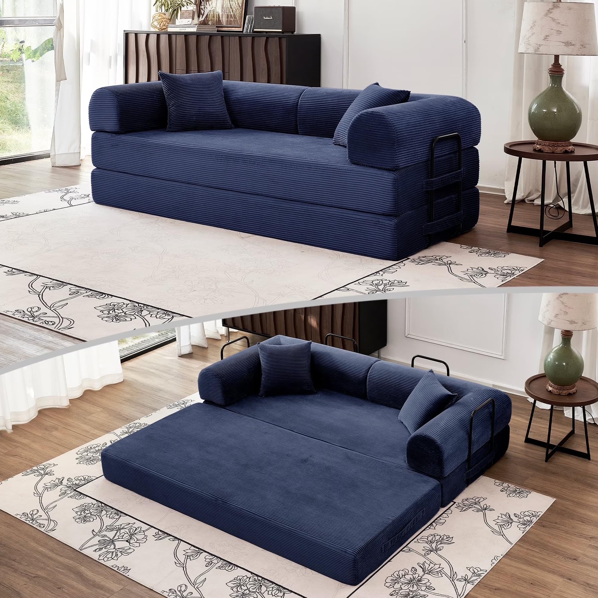 Photo 1 of *****STOCK PHOTO FOR REFERENCE ****ZQRhome 79'' Convertible Sleeper Sofa Bed, 5 in 1 Folding Floor Couch with Pull Out Bed, Modular Corduroy Sofa with Cushions for Living Room Apartment Bedroom Guest Room Use (Blue)