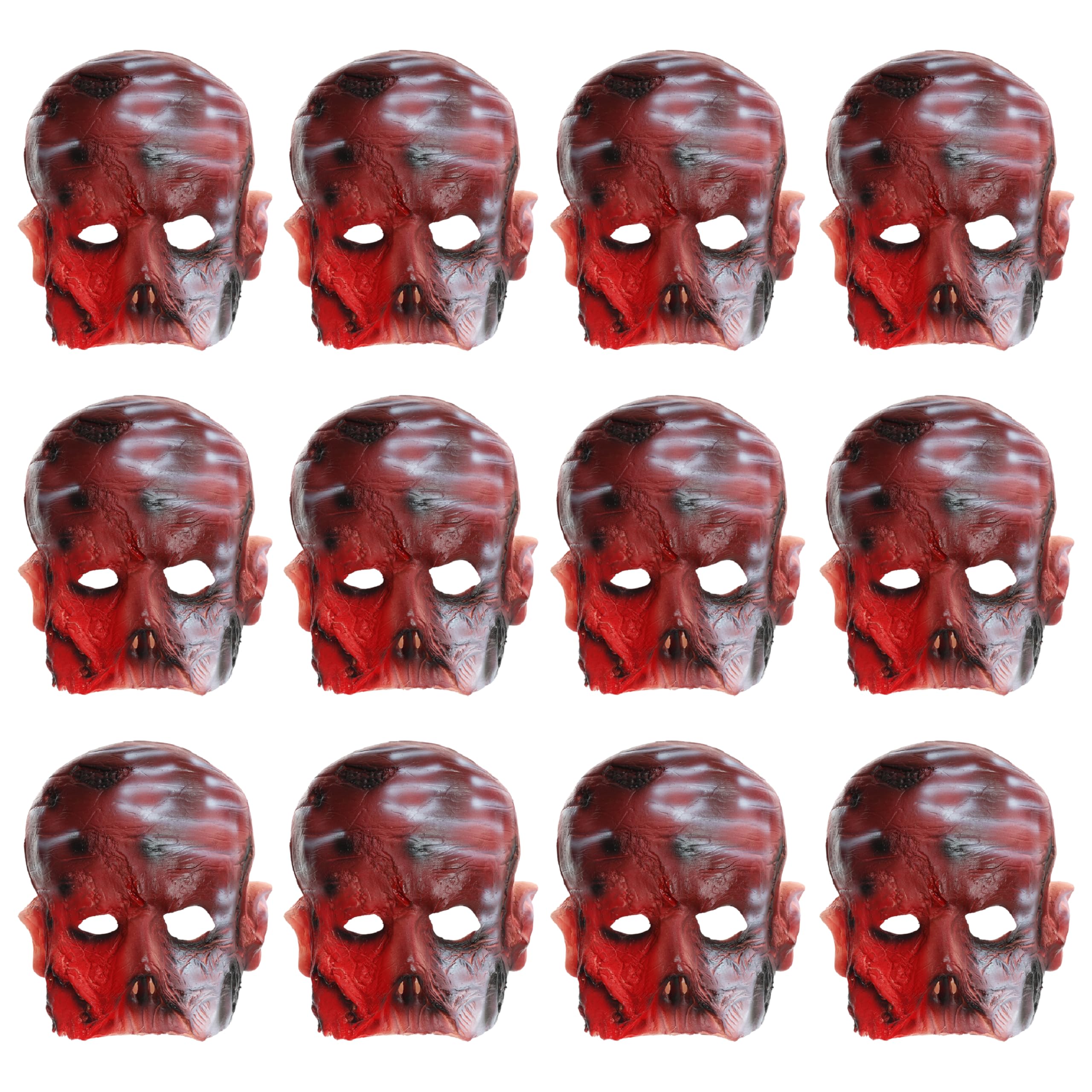 Burnt Face Halloween Mask – Pack Of 24 - Scary Latex Fancy Dress Accessory for Halloween Parties & Costume Events