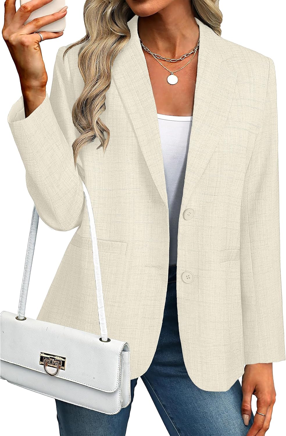 Simplee Blazers for Women Business Casual 2026 Oversized Long Sleeve Open Front Lapel Suit Jackets Dressy Pockets Work Blazer