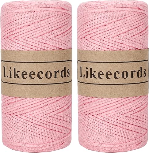 Cuerda de algodón 100 % de hilo de ganchillo de 0.079 pulgadas, cuerda trenzada de macramé, hilo de ganchillo para tejer, 350 yardas, regalo para
