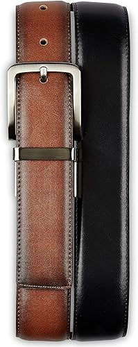 Harbor Bay by DXL Men's Big and Tall 35MM Reversible Stretch Belt | Stretch Inner Core with Nickel-Finish Buckle and Keeper