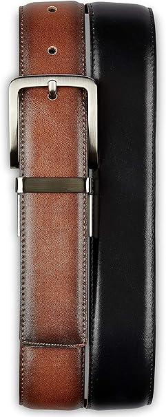 Harbor Bay by DXL Men's Big and Tall 35MM Reversible Stretch Belt | Stretch Inner Core with Nickel-Finish Buckle and Keeper