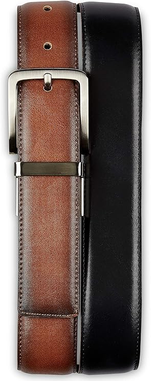 Harbor Bay by DXL Men's Big and Tall 35MM Reversible Stretch Belt | Stretch Inner Core with Nickel-Finish Buckle and Keeper