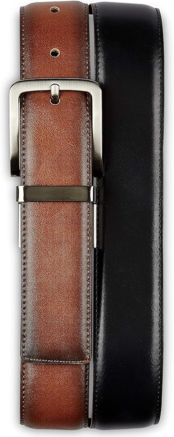 Harbor Bay by DXL Men's Big and Tall 35MM Reversible Stretch Belt | Stretch Inner Core with Nickel-Finish Buckle and Keeper