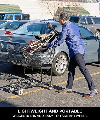 Miniatura 5 de Signature Life Elite - Caminador giratorio de viaje con asiento, caminador plegable de 4 ruedas para personas mayores con bolsa organizadora y cesta