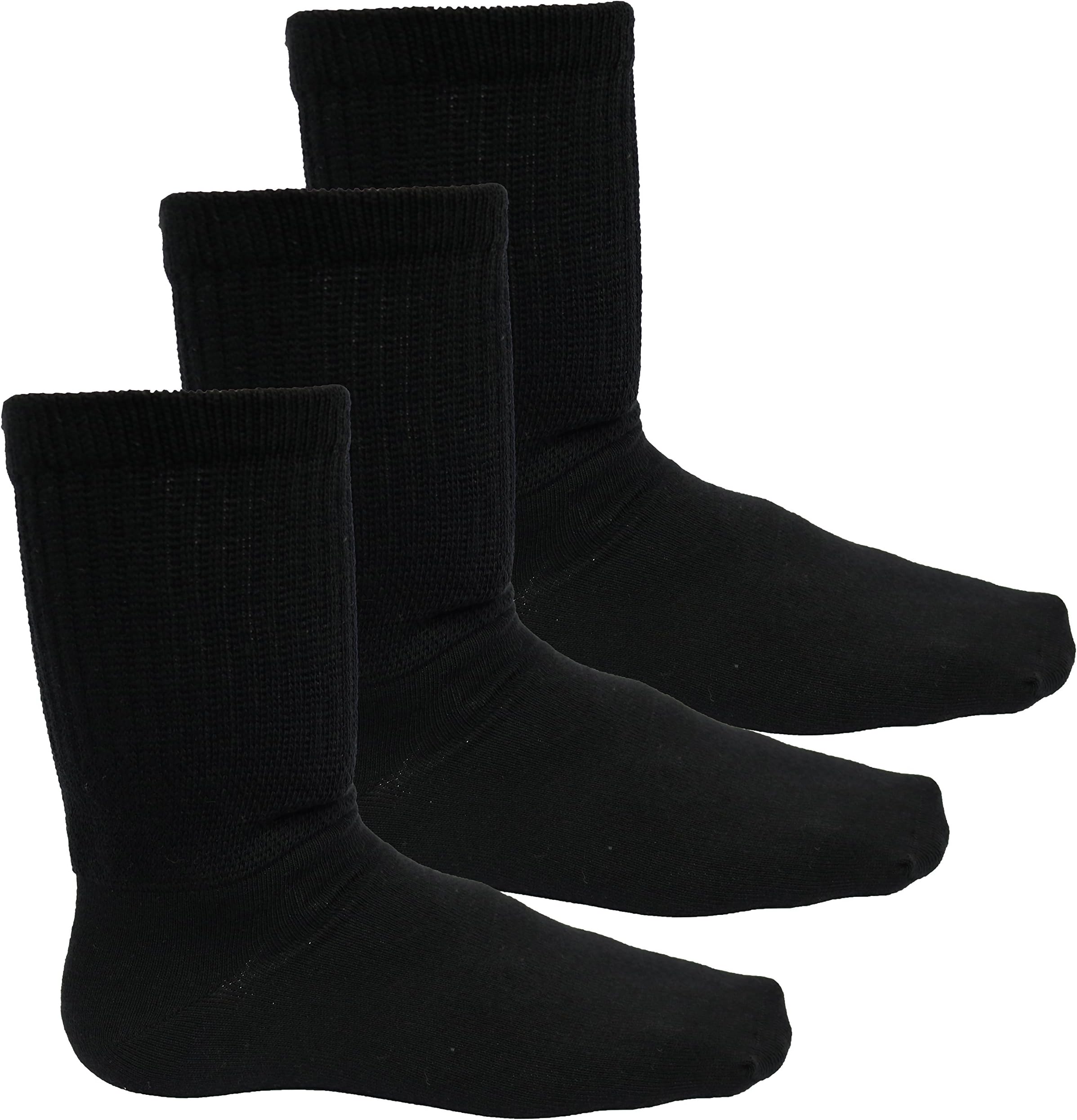 DIABETIC Non Elastic Socks for Swollen Legs and Diabetics Pack of 3 Pairs UK size 6-11 Honeycomb Top Designed for Wide and Problematic feet Medical Graded Black