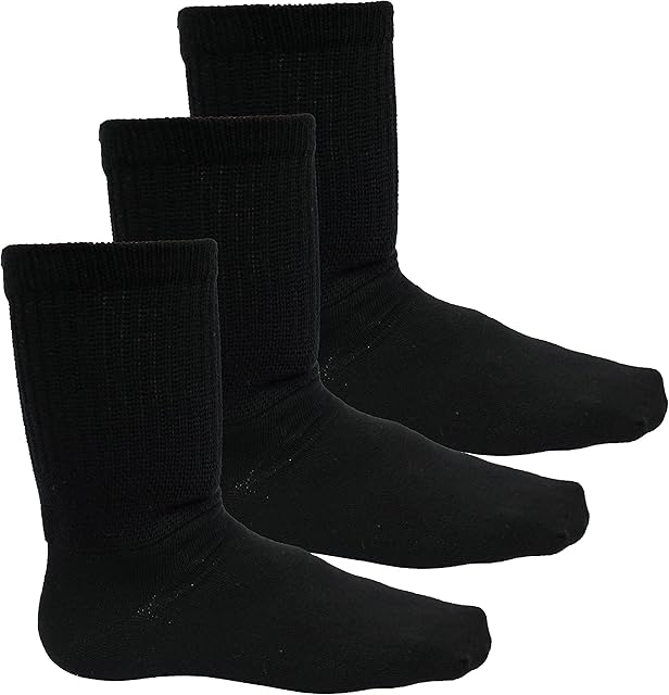DIABETIC EXTRA Wide Non Elastic Socks for Swollen Legs and Diabetics Pack of 3 Pairs UK size 6-11 Honeycomb Top Designed for Wide and Problematic feet Medical Graded Black