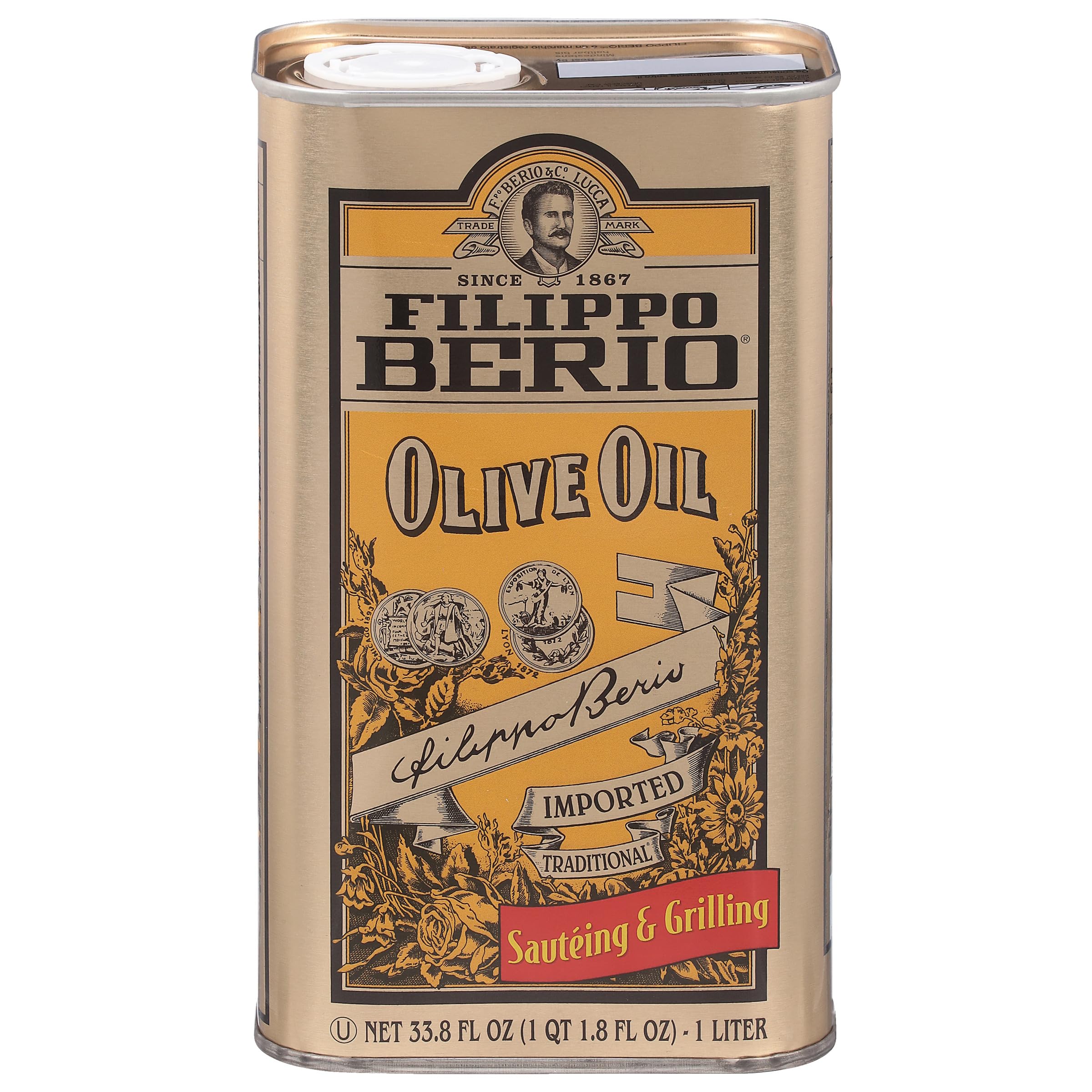 Filippo Berio Pure Olive Oil, 1 Liter Tin (33.8 Ounce)