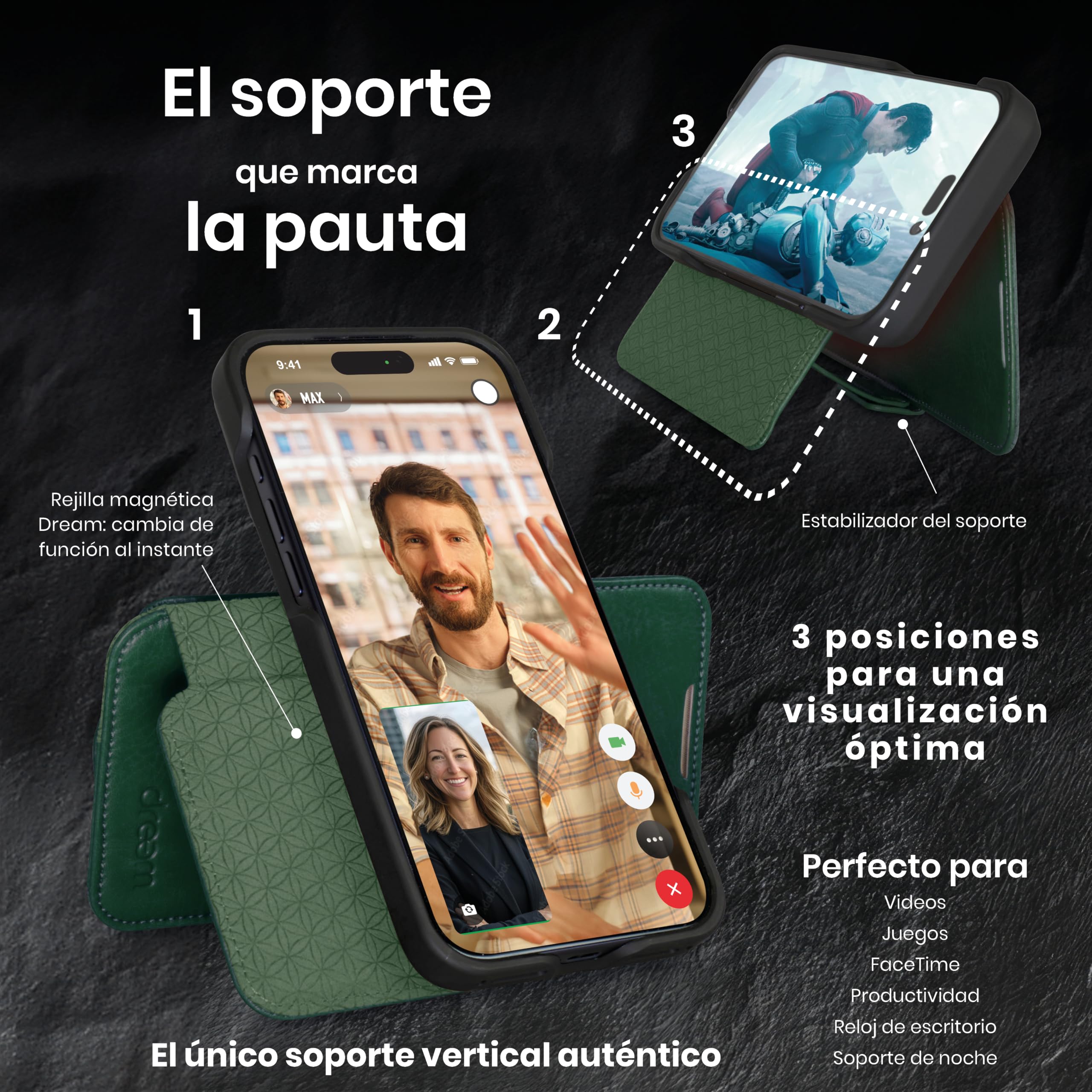 Amazon.co.jp: Dreem iPhone 17用 ヴィーガンレザー マグネット着脱式