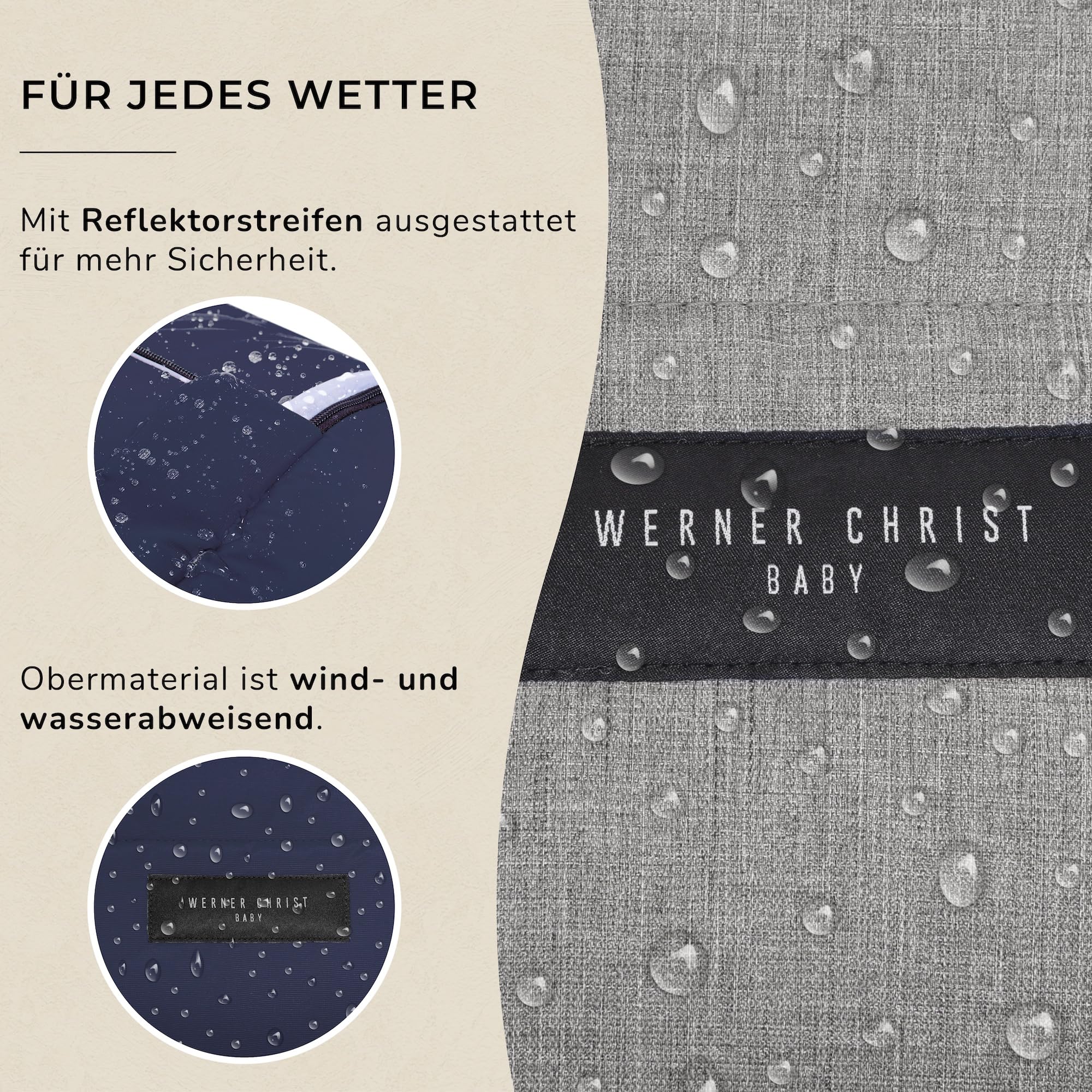CHRIST Sacco per passeggino TULA VARIO in pelle di agnello medicale di WERNER Sacco per buggy o come materassino per fasciatoio, coperta per giocare, colore blu navy