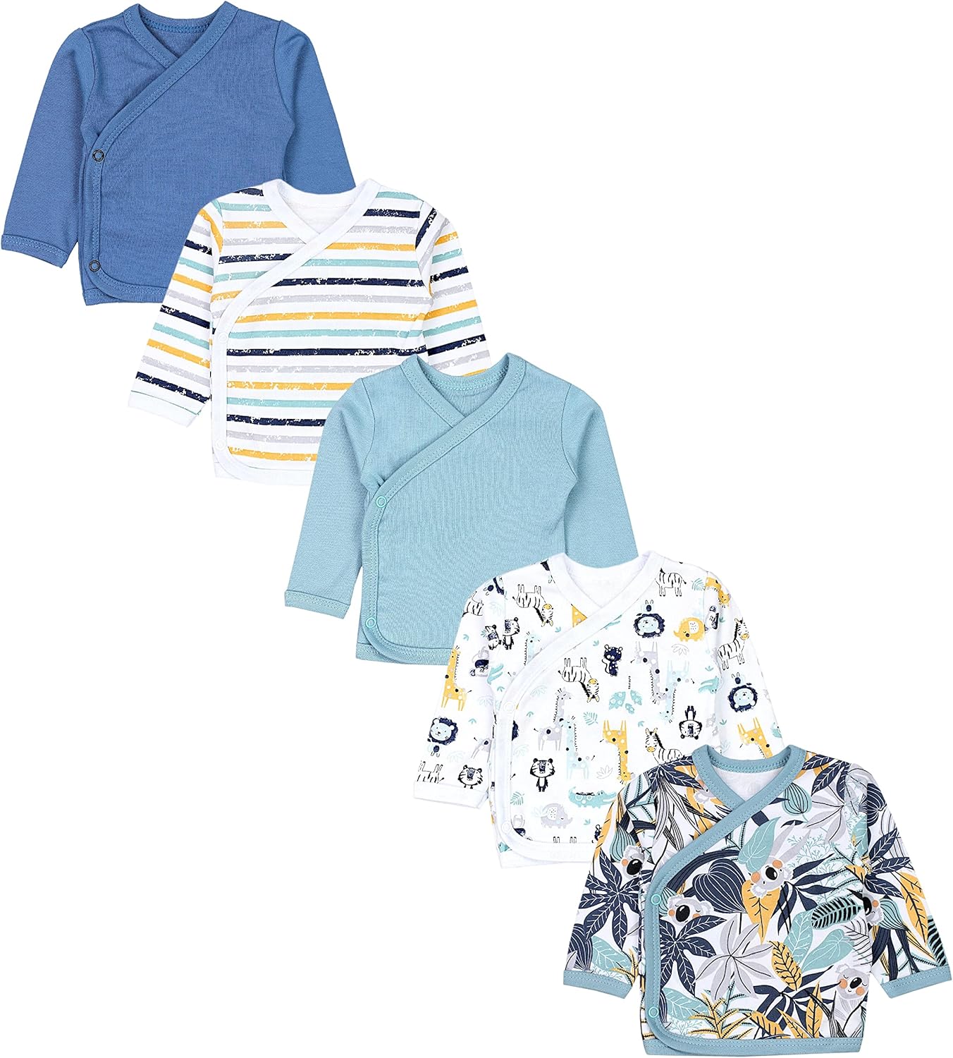Magliette Neonato Manica Lunga - Pack 5 Pezzi, 100% Cotone, Comode E Pratiche