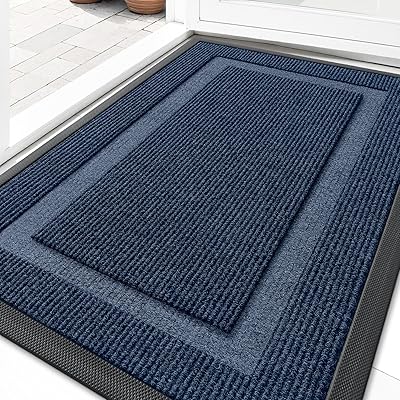 OLANLY Front Door Mat Indoor Outdoor Entrance, Waterproof All-Season, All-Weather Doormat, Sturdy Natural Rubber, Fade Resistant, Low Profile, Easy Clean Patio Porch Entryway Mat, 71x23, Green